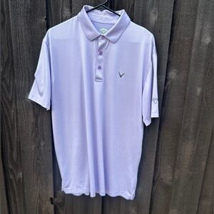 Callaway Opti-Dry Men's polo pale purple white stripe golf shirt Men's Sz Large